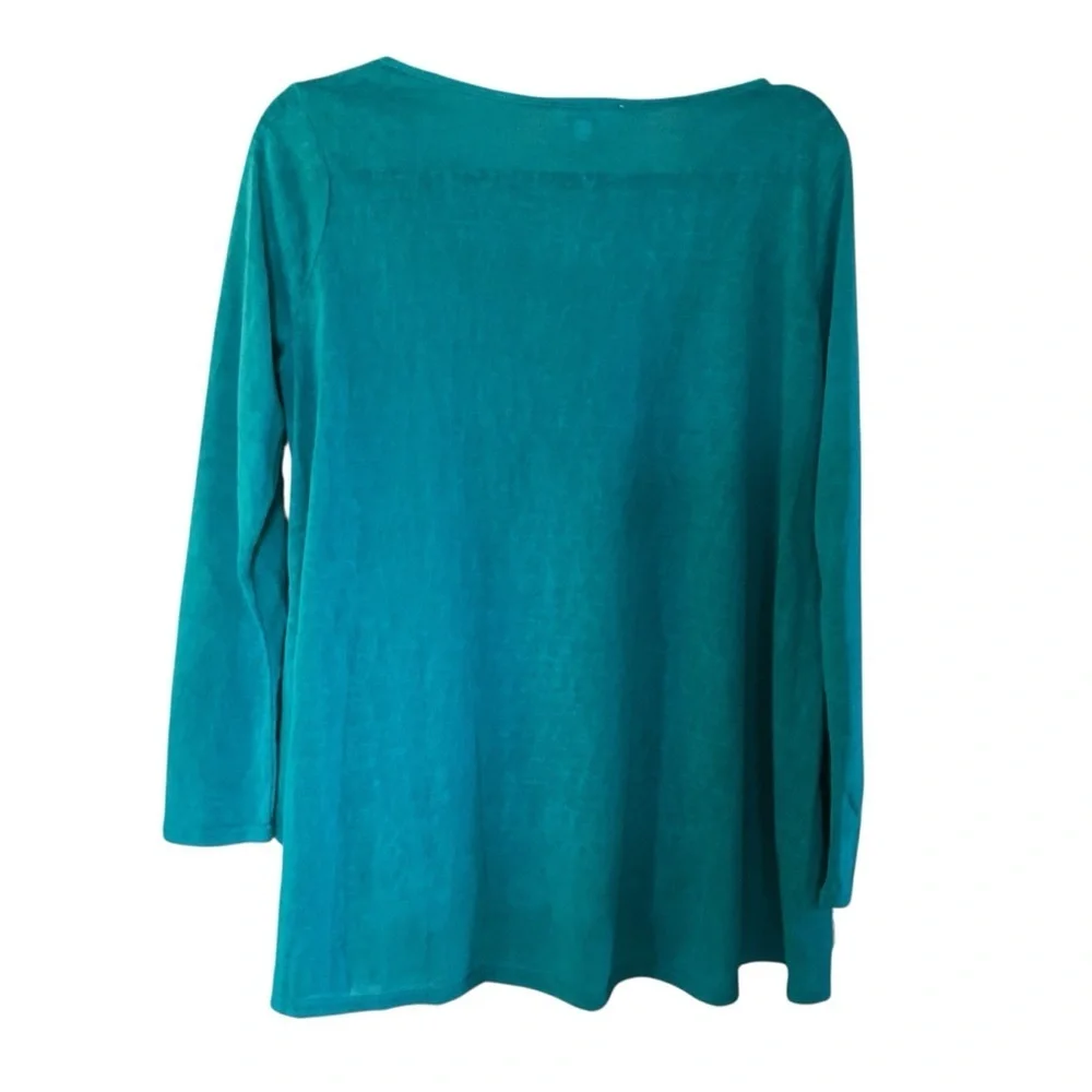 Umgee Teal Long Sleeve Tunic Top w/ Crochet Lace Hem – NWT – Size Small